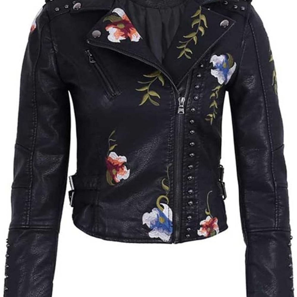 Floral Embroidered Black Jacket